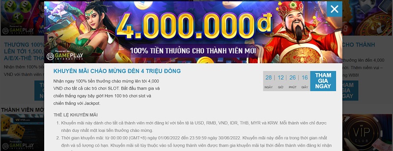 Sự kiện hoàn trả game Slot lên đến 4.000.000 VNĐ